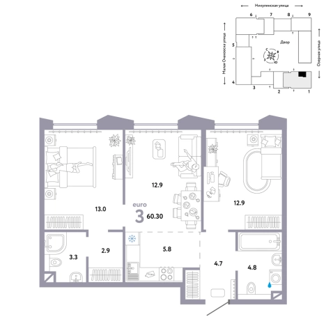 Купить квартиру в новостройках у метро Озёрная в Москве. Вариант № 10382395, 0, площадь -  квм, цена 38690000 рублей