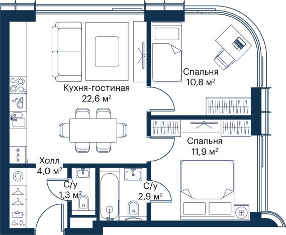 Купить двухкомнатную квартиру в новостройках у метро Мякинино в Москве. Вариант № 149196, 0, площадь -  квм, цена 26244499 рублей