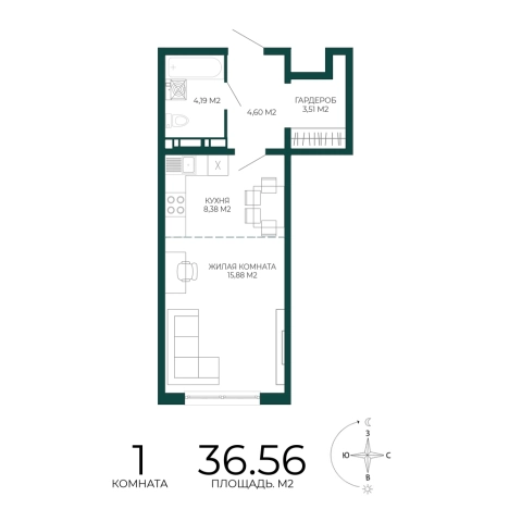 Купить однокомнатную квартиру в новостройках в районе Железнодорожный в Пензе. Вариант № 5388716, 0, площадь -  квм, цена 3363520 рублей