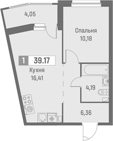 Купить однокомнатную квартиру на улице Цветной проезд в Ленинградской области. Вариант № 9099553, 0, площадь -  квм, цена 8012434 рублей