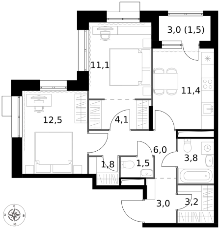 Купить двухкомнатную квартиру у метро Саларьево в Москве. Вариант № 9693093, 0, площадь -  квм, цена 22210920 рублей