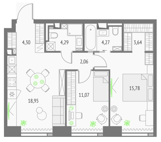Купить двухкомнатную квартиру у метро Бутырская в Москве. Вариант № 3798809, 0, площадь -  квм, цена 36724206 рублей