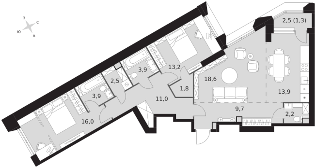 Купить трехкомнатную квартиру у метро Калужская в Москве. Вариант № 9519596, 0, площадь -  квм, цена 51783200 рублей