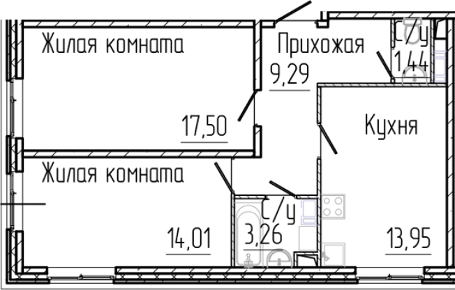 . Вариант № 6057392, 0, площадь - 59.45 квм, цена 10106500 рублей