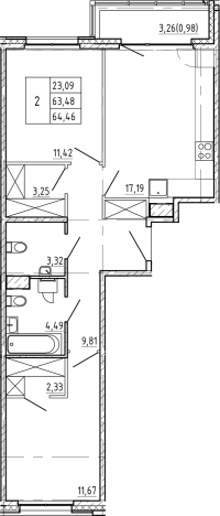 Купить двухкомнатную квартиру в ЖК Регенбоген в Санкт-Петербурге. Вариант № 7598424, 0, площадь -  квм, цена 25591550 рублей