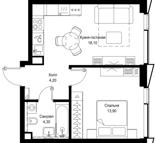 Купить однокомнатную квартиру в новостройках у метро Тушинская в Москве. Вариант № 5355224, 0, площадь -  квм, цена 21691800 рублей