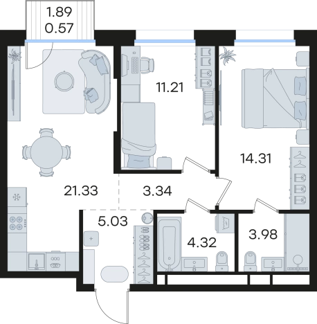 Купить двухкомнатную квартиру в ЖК GloraX Premium Гребной Канал в Нижнем Новгороде. Вариант № 9337256, 0, площадь -  квм, цена 18418917 рублей