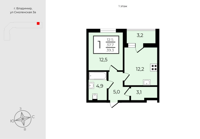 Купить квартиру в новостройках в ЖК "Смоленская 3А" в смарт-квартале VERIZINO life в Владимире. Вариант № 146154, 0, площадь - квм, цена 4218855 рублей