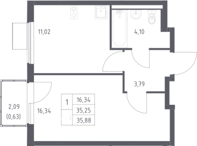 Купить однокомнатную квартиру в новостройках на улице Проектируемый проезд № 6415 в Москве. Вариант № 2486395, 0, площадь - квм, цена 7126809 рублей