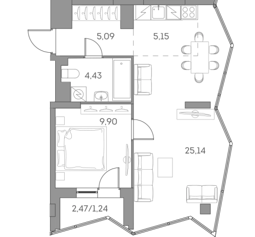 Купить однокомнатную квартиру в ЖК Аквилон Beside 2.0 в Москве. Вариант № 841943, 0, площадь -  квм, цена 22101397 рублей