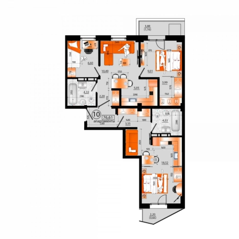 Купить трехкомнатную квартиру в районе Ленинский в Владивостоке. Вариант № 6056773, 0, площадь -  квм, цена 14479290 рублей