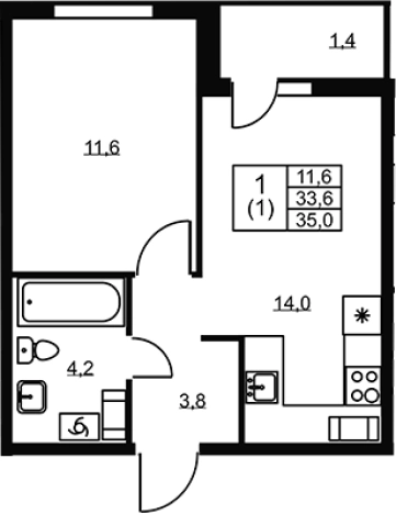 Купить однокомнатную квартиру в ЖК Ермак в Ленинградской области. Вариант № 6609969, 0, площадь -  квм, цена 5295000 рублей