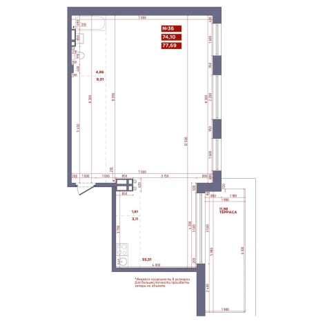 . Вариант № 10329610, 1, площадь - 77.69 квм, цена 19500000 рублей