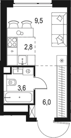 . Вариант № 202730, 0, площадь - 21.9 квм, цена 11968799 рублей