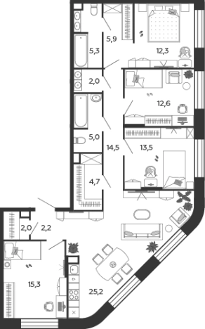 Купить квартиру в ЖК Shagal в Москве. Вариант № 164752, 0, площадь -  квм, цена 85841591 рублей