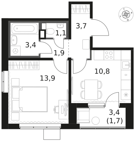 Купить однокомнатную квартиру у метро Физтех в Химках. Вариант № 9816067, 0, площадь -  квм, цена 10143350 рублей
