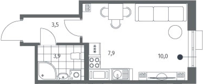 . Вариант № 7262594, 0, площадь - 25.3 квм, цена 10624000 рублей