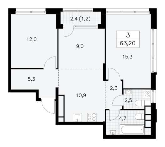 Купить трехкомнатную квартиру в новостройках у метро Улица Горчакова в Москве. Вариант № 1340303, 0, площадь -  квм, цена 25300856 рублей