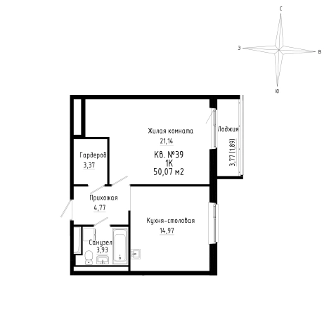 . Вариант № 9607600, 0, площадь - 51.06 квм, цена 8790800 рублей