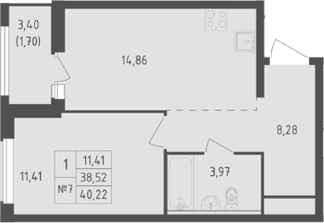 Купить однокомнатную квартиру в ЖК Южная Нева в Ленинградской области. Вариант № 7833634, 0, площадь -  квм, цена 7078036 рублей
