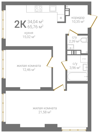 Купить двухкомнатную квартиру в ЖК Печерский д1 в Нижнем Новгороде. Вариант № 133631, 0, площадь -  квм, цена 11376480 рублей