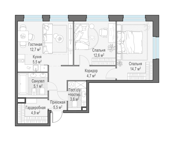 Купить трехкомнатную квартиру в новостройках на улице Щербакова в Мытищах. Вариант № 167923, 0, площадь -  квм, цена 14990000 рублей