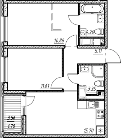 . Вариант № 9154331, 0, площадь - 54.83 квм, цена 9821552 рублей