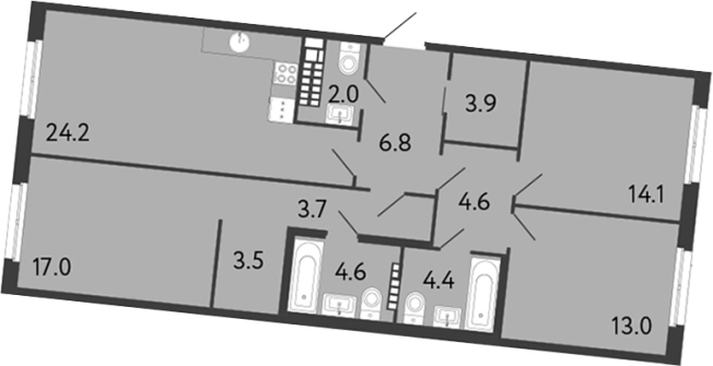 Купить многокомнатную квартиру в ЖК Визионер в Санкт-Петербурге. Вариант № 6250232, 0, площадь -  квм, цена 71954584 рублей