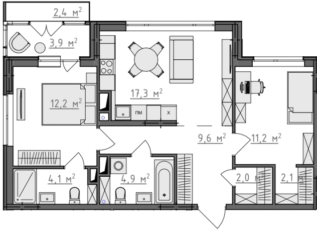 Купить квартиру в ЖК Квартал Новаторов в Владимире. Вариант № 156181, 0, площадь -  квм, цена 7069490 рублей