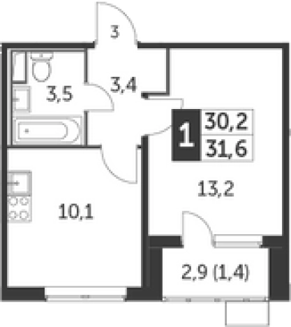 Купить однокомнатную квартиру на улице Олимпийская в Видном. Вариант № 9837028, 0, площадь -  квм, цена 9480000 рублей
