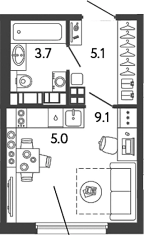 Купить Студию в новостройках в ЖК Гений в Санкт-Петербурге. Вариант № 6251698, 0, площадь -  квм, цена 8260965 рублей