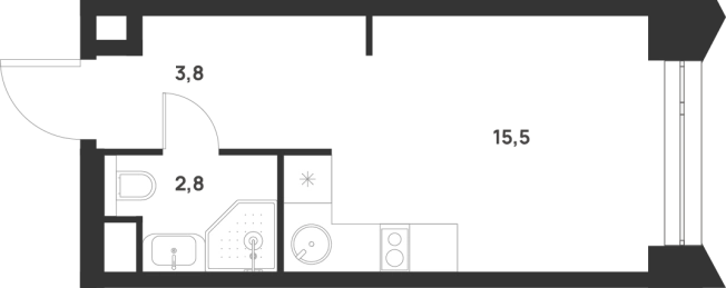 . Вариант № 10427567, 0, площадь - 22.1 квм, цена 12255384 рублей