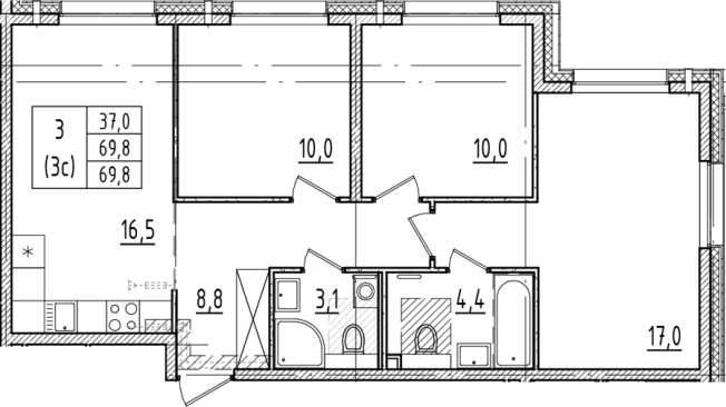 Купить многокомнатную квартиру в новостройках в районе Красногвардейский в Санкт-Петербурге. Вариант № 6244493, 0, площадь -  квм, цена 22222435 рублей