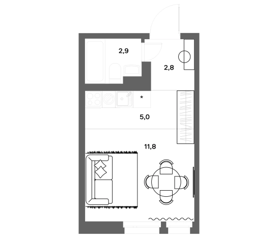 Купить Студию на улице Евграфова в Всеволожске. Вариант № 7829954, 0, площадь - квм, цена 4500000 рублей