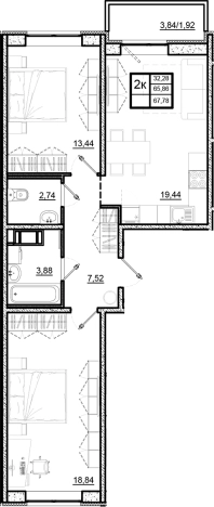 Купить трехкомнатную квартиру в ЖК Северный Меридиан в Ленинградской области. Вариант № 7783684, 0, площадь -  квм, цена 11065350 рублей