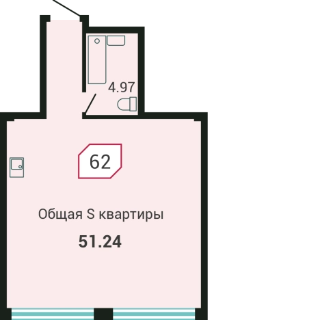 . Вариант № 72224, 0, площадь - 51.2 квм, цена 10752000 рублей