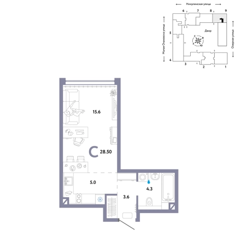 Купить однокомнатную квартиру в районе Очаково-Матвеевское в Москве. Вариант № 10382434, 0, площадь -  квм, цена 24290000 рублей
