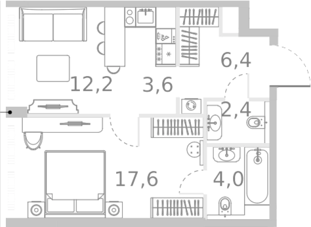 . Вариант № 105148, 0, площадь - 46.2 квм, цена 37983796 рублей