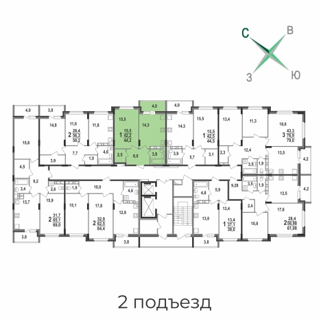 Купить однокомнатную квартиру в Микрорайоне Южный, Ковров в Коврове. Вариант № 146445, 3, площадь -  квм, цена 4433260 рублей