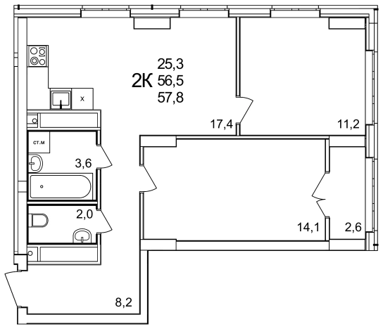 Купить двухкомнатную квартиру в ЖК Анкудиновский Парк в Нижегородской области. Вариант № 121161, 0, площадь -  квм, цена 9132400 рублей