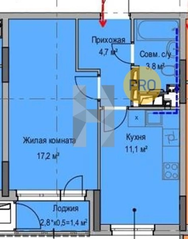 Купить однокомнатную квартиру в ЖК Ломоносов в Ижевске. Вариант № 65714, 0, площадь -  квм, цена 2793000 рублей