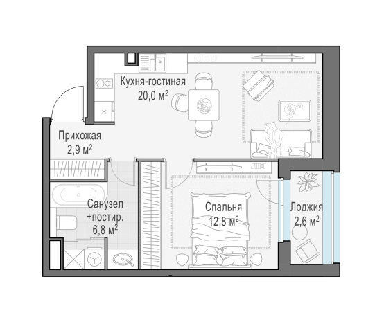 Купить двухкомнатную квартиру в ЖК Белый Grad в Мытищах. Вариант № 166547, 0, площадь -  квм, цена 9080000 рублей