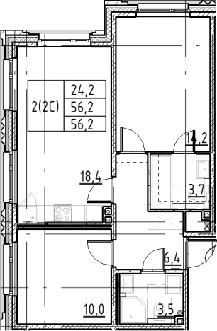 Купить трехкомнатную квартиру в новостройках у метро Купчино в Санкт-Петербурге. Вариант № 9328563, 0, площадь -  квм, цена 16063365 рублей