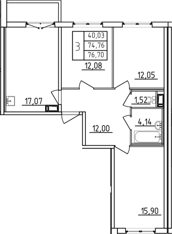 Купить многокомнатную квартиру в новостройках на улице Старорусский проспект в Санкт-Петербурге. Вариант № 6474147, 0, площадь -  квм, цена 10738000 рублей