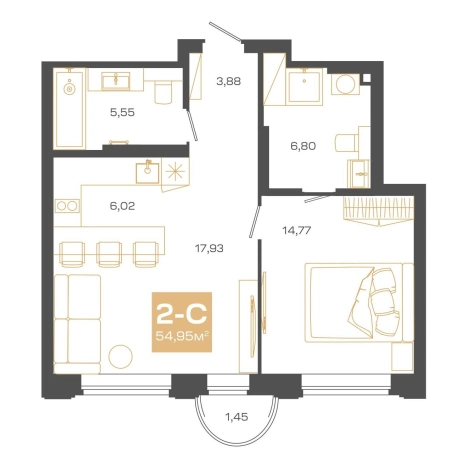 Купить двухкомнатную квартиру в ЖК Пульсар в Новосибирске. Вариант № 9961871, 0, площадь -  квм, цена 13335000 рублей