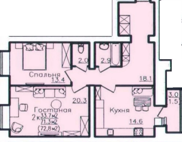 Купить двухкомнатную квартиру на вторичке в ЖК "Керамик" в Вологде. Вариант № 122318, 0, площадь -  квм, цена 5824000 рублей