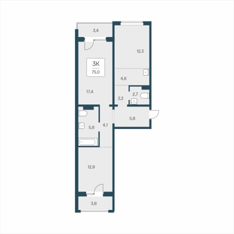 Купить трехкомнатную квартиру в ЖК Цветной Бульвар в Новосибирске. Вариант № 9874996, 0, площадь -  квм, цена 8600000 рублей