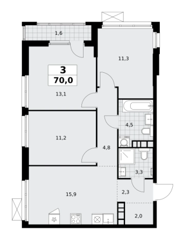 Купить квартиру в районе Южное Бутово в Москве. Вариант № 116408, 0, площадь -  квм, цена 26859000 рублей