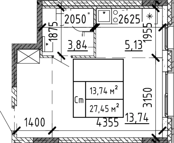 Купить Студию у метро Проспект Ветеранов в Ленинградской области. Вариант № 6227712, 0, площадь -  квм, цена 3538500 рублей