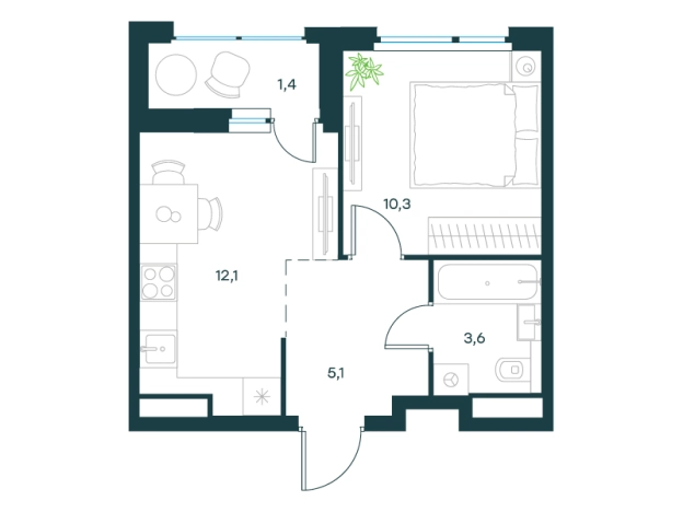. Вариант № 158634, 0, площадь - 32.5 квм, цена 18456416 рублей